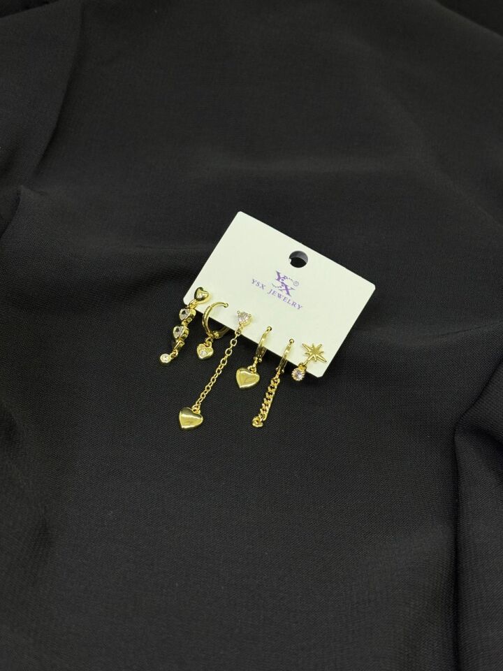 Ysx Jevelry Çelik Gümüş Renk 3lü Küpe