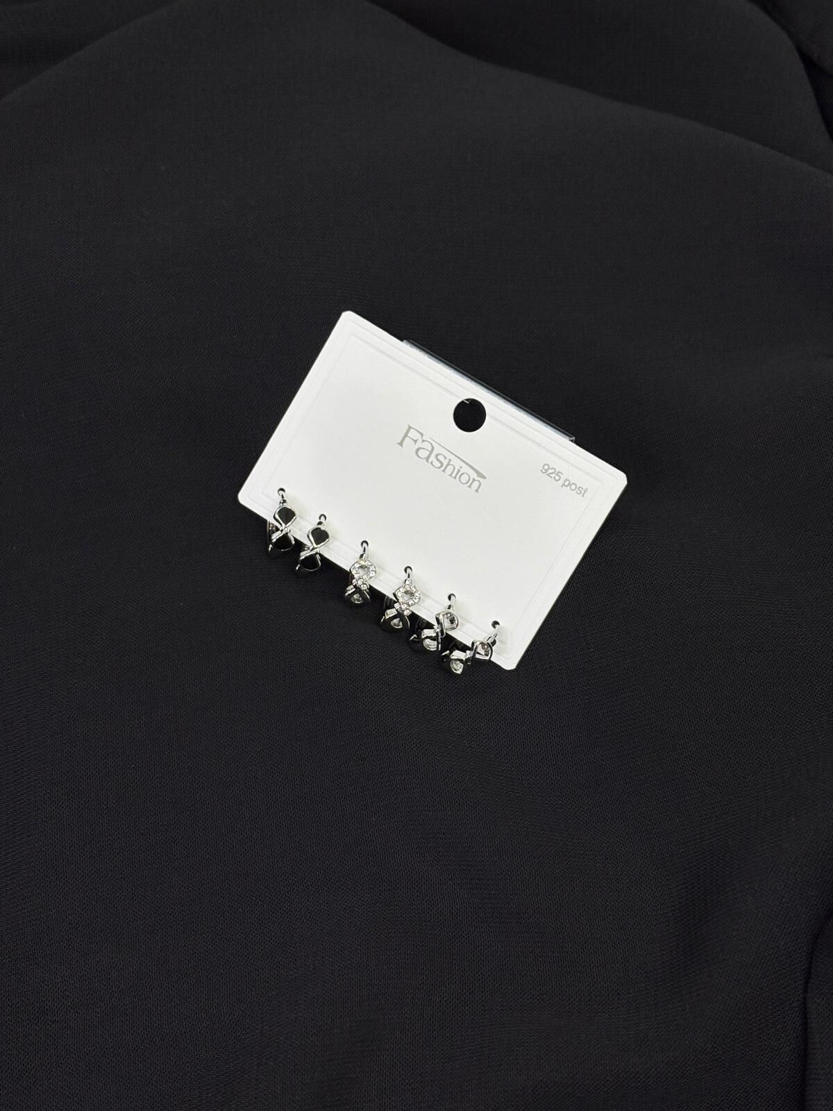 316L Çelik Gümüş Renk 6lı Set Küpe