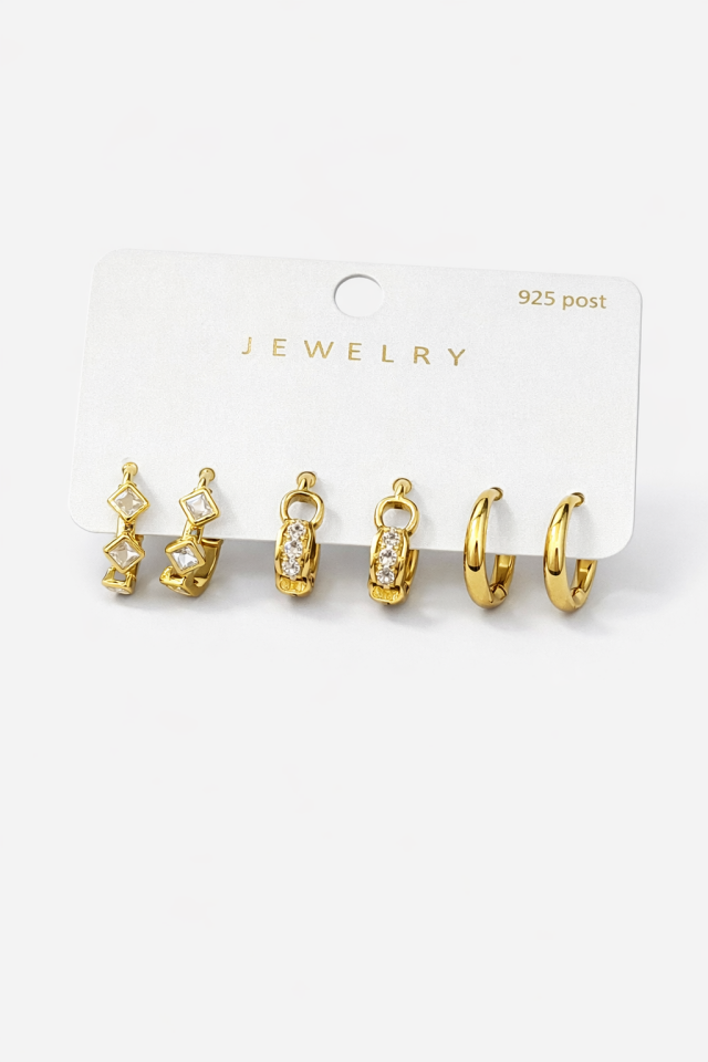 316L Çelik Gold Renk 6lı Set Küpe