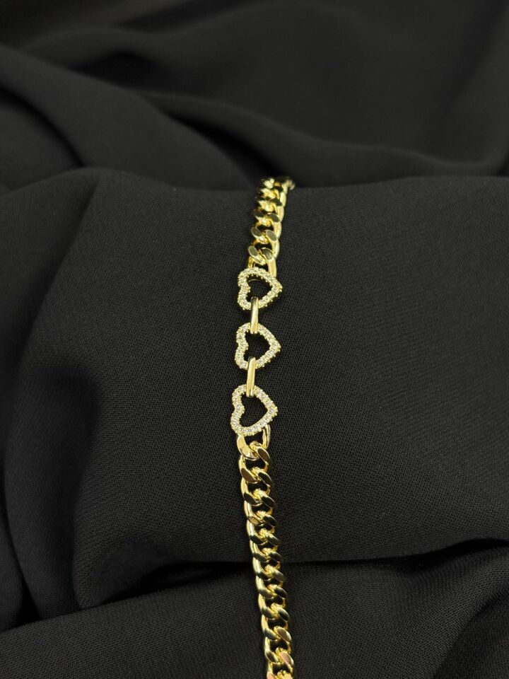 14K Gold Renk Kaplama CM Zirkon Kalp Bileklik