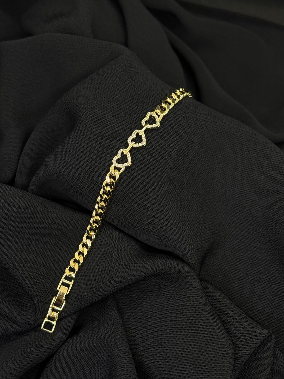 14K Gold Renk Kaplama CM Zirkon Kalp Bileklik