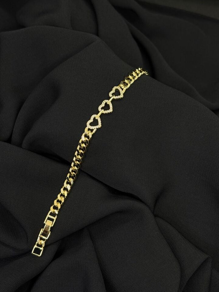 14K Gold Renk Kaplama CM Zirkon Kalp Bileklik