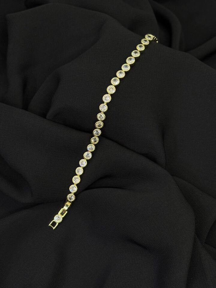 14K Gold Renk Kaplama CM Taşlı Bileklik
