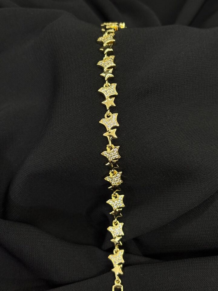 14K Gold Renk Kaplama CM Zirkon Yıldız Bileklik