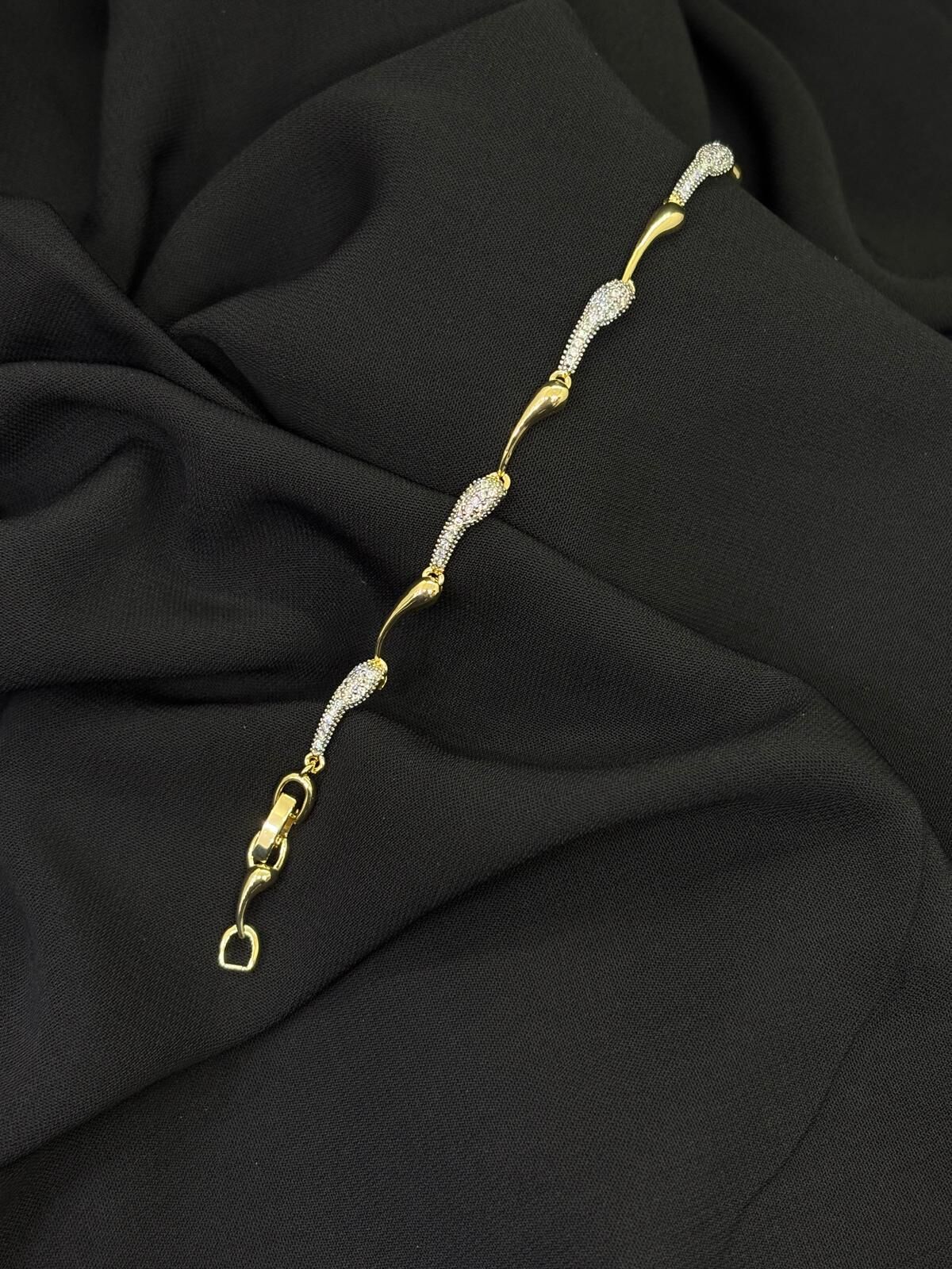 14K Gold Renk Kaplama Ysx Jevelry Çelik Gold Renk Zirkon Bileklik