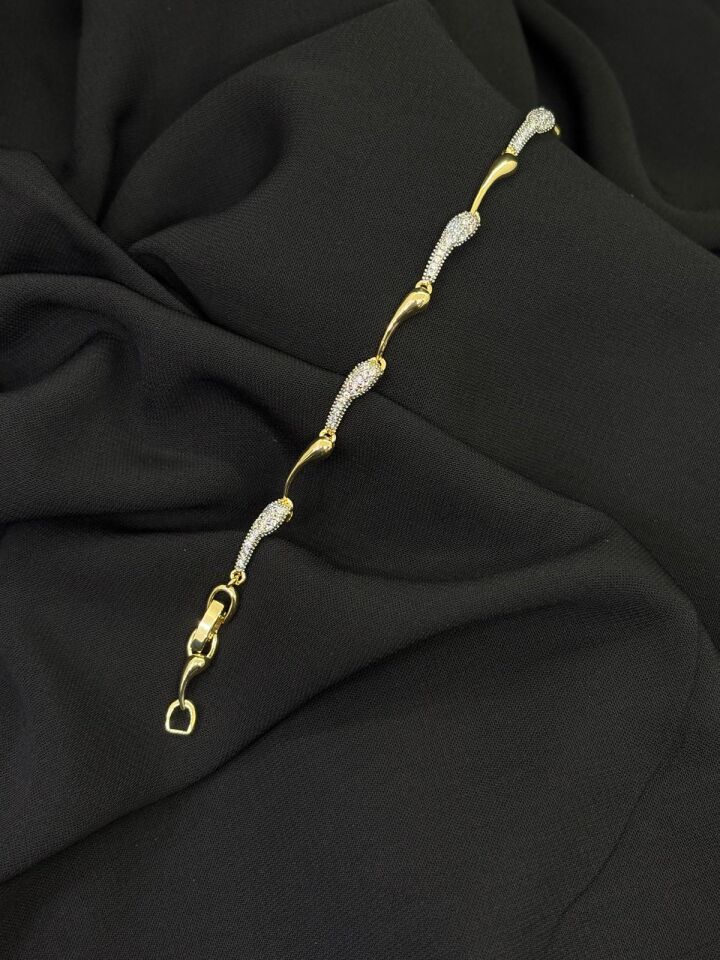 14K Gold Renk Kaplama Ysx Jevelry Çelik Gold Renk Zirkon Bileklik