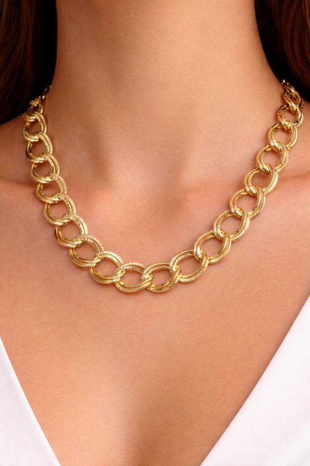 14K Gold Renk Kaplama Xuping Zincir Kolye