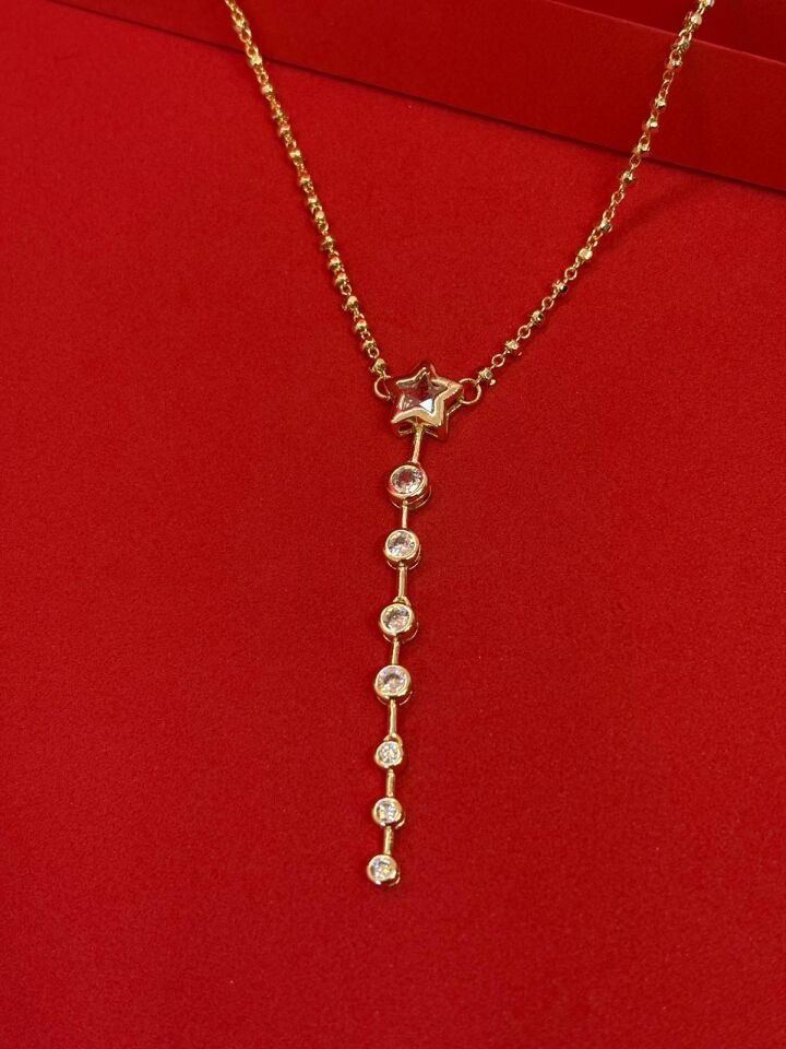 14K Gold Renk Kaplama Xuping Yıldız Taşlı Y Kolye