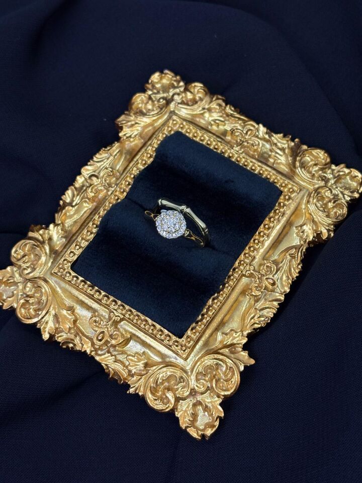 14K Gold Renk Kaplama Xuping İkili Zirkon Taşlı Yüzük