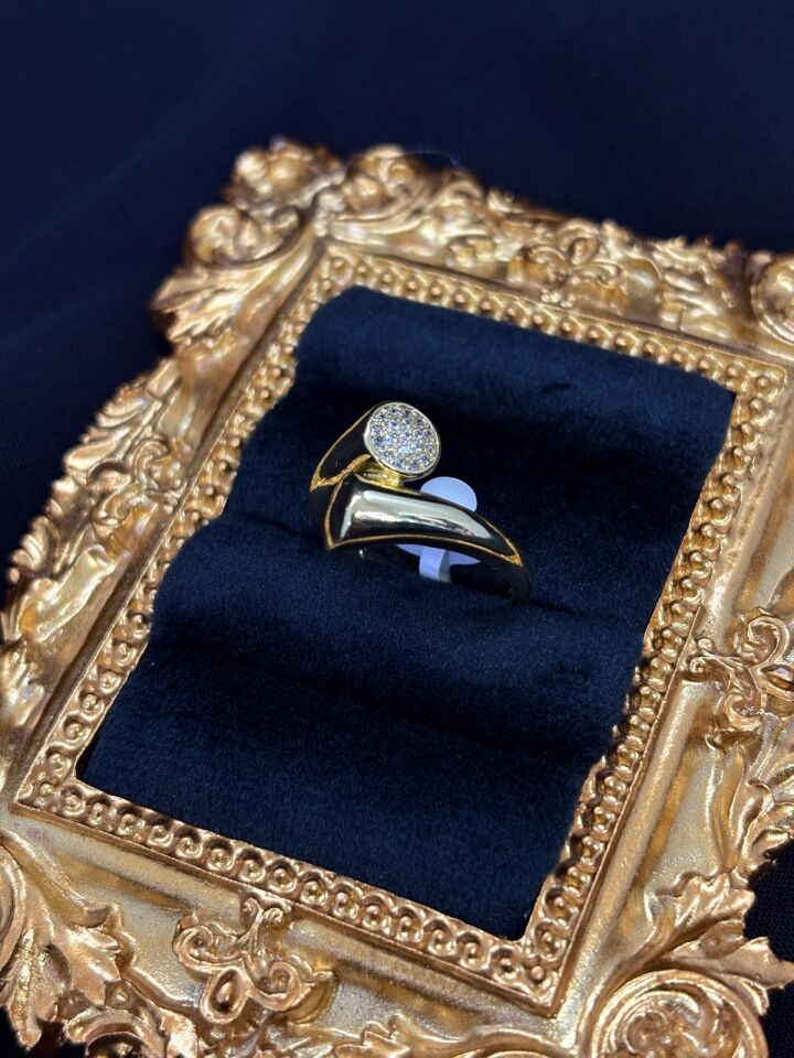 14K Gold Renk Kaplama Xuping Zirkon Kemik Yüzük