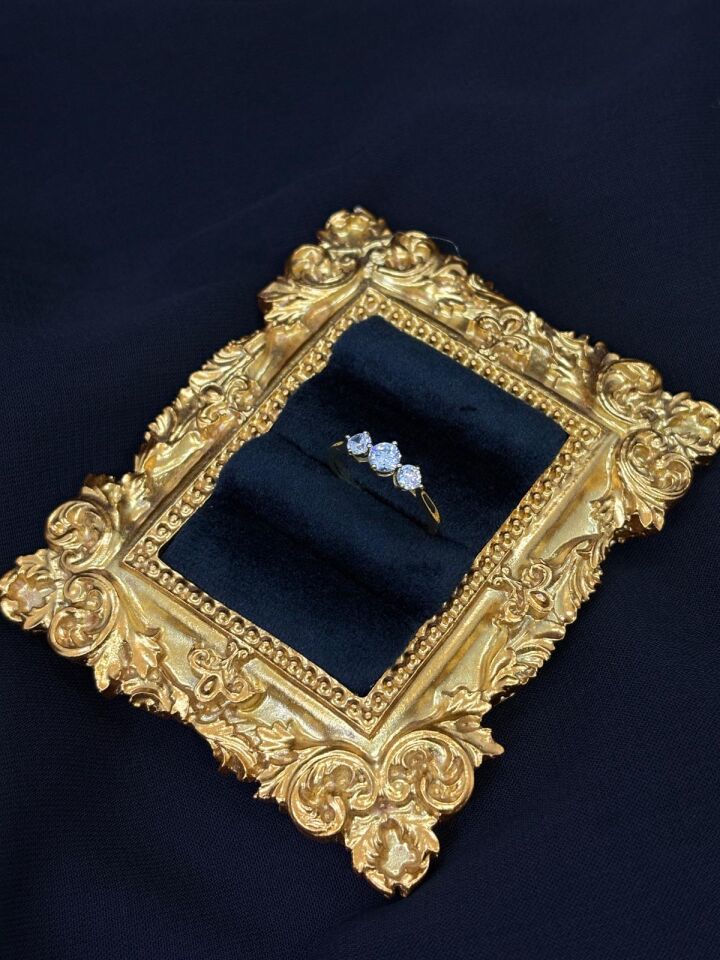 14K Gold Renk Kaplama Xuping 3 Taş Yüzük