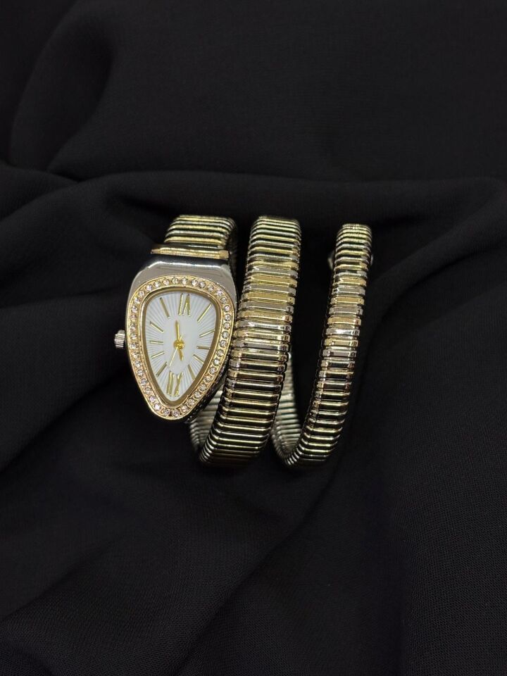 Melisa Takı & Aksesuar Çelik Gümüş - Gold Renk Yılan Saat