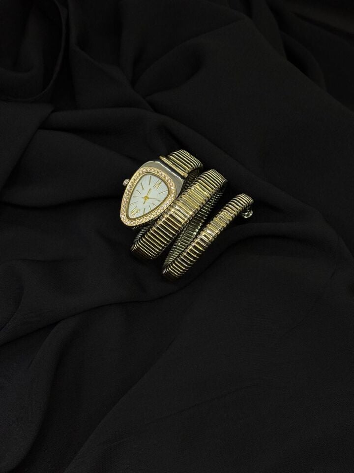 Melisa Takı & Aksesuar Çelik Gümüş - Gold Renk Yılan Saat