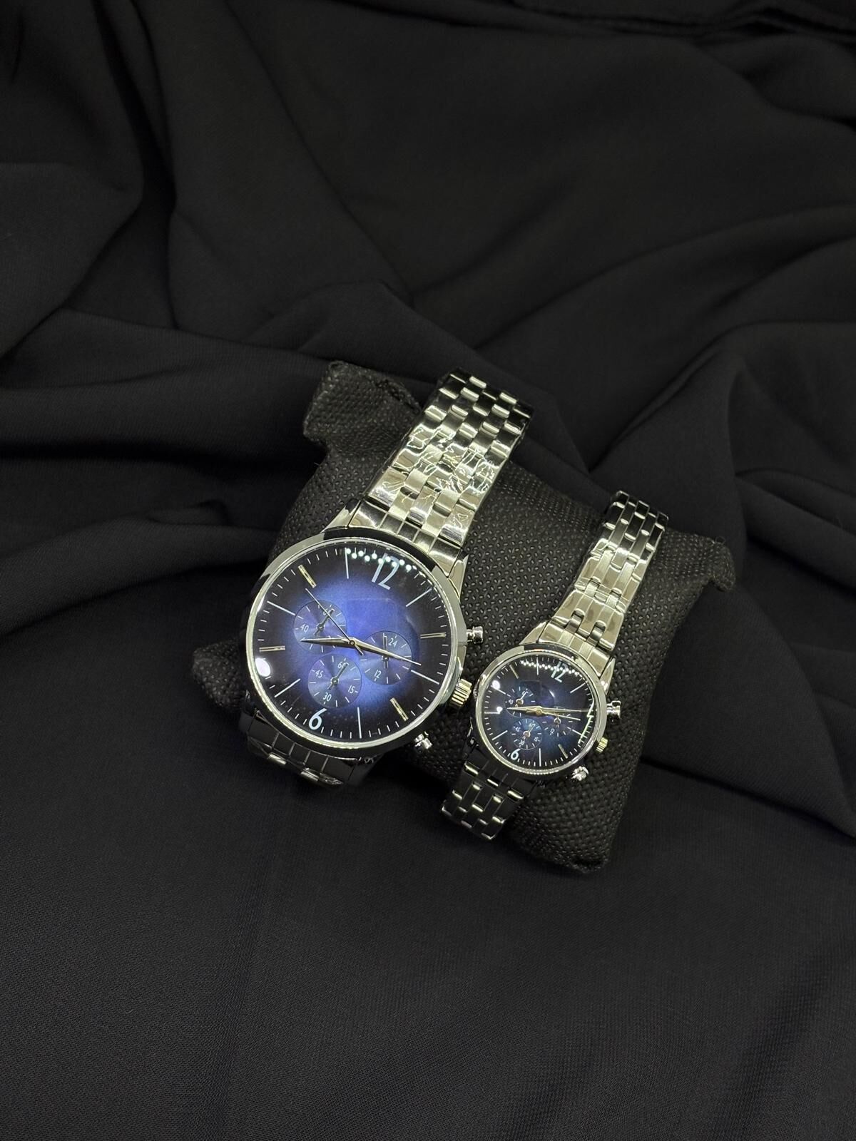 Melisa Takı & Aksesuar Çelik Gümüş Renk İçi Mavi Çift Saat