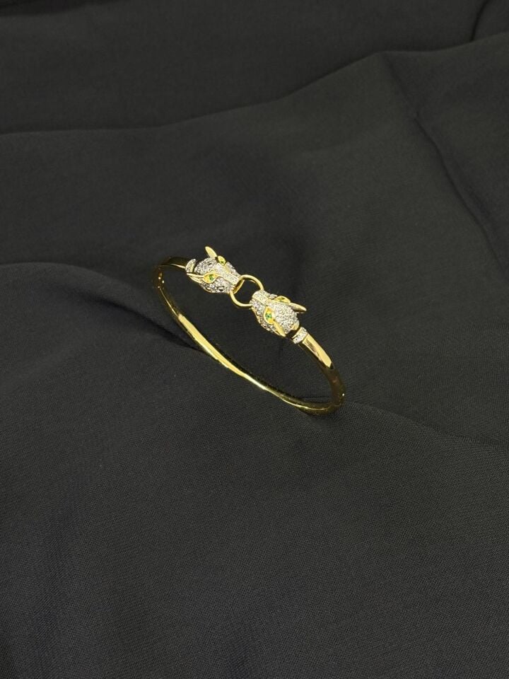 14K Gold Renk Kaplama CM Zirkon Kaplan Kafa Kelepçe Bileklik