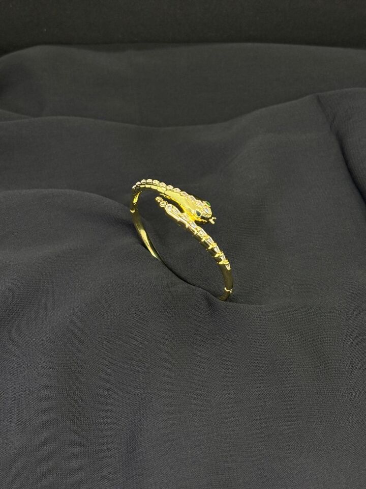 14K Gold Renk Kaplama CM Zirkon Yılan Kelepçe Bileklik