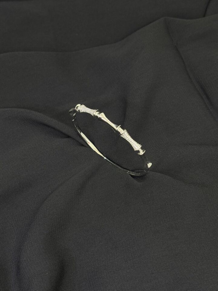 14K Gümüş Renk Kaplama CM Zirkon Kemik Kelepçe Bileklik