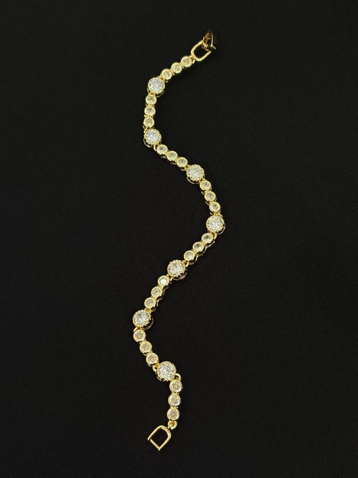 14K Gold Renk Kaplama CM Zirkon Taşlı Bileklik