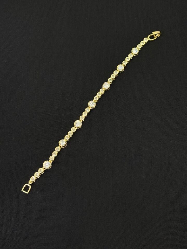 14K Gold Renk Kaplama CM Zirkon Taşlı Bileklik