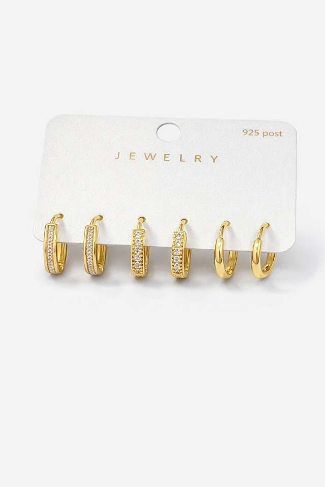 316L Çelik Jewelry Gold Renk 6lı Set Küpe