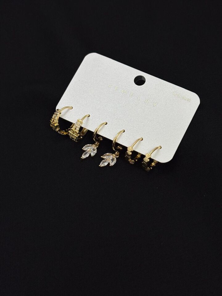 316L Çelik Jewelry Gold Renk 6lı Set Küpe