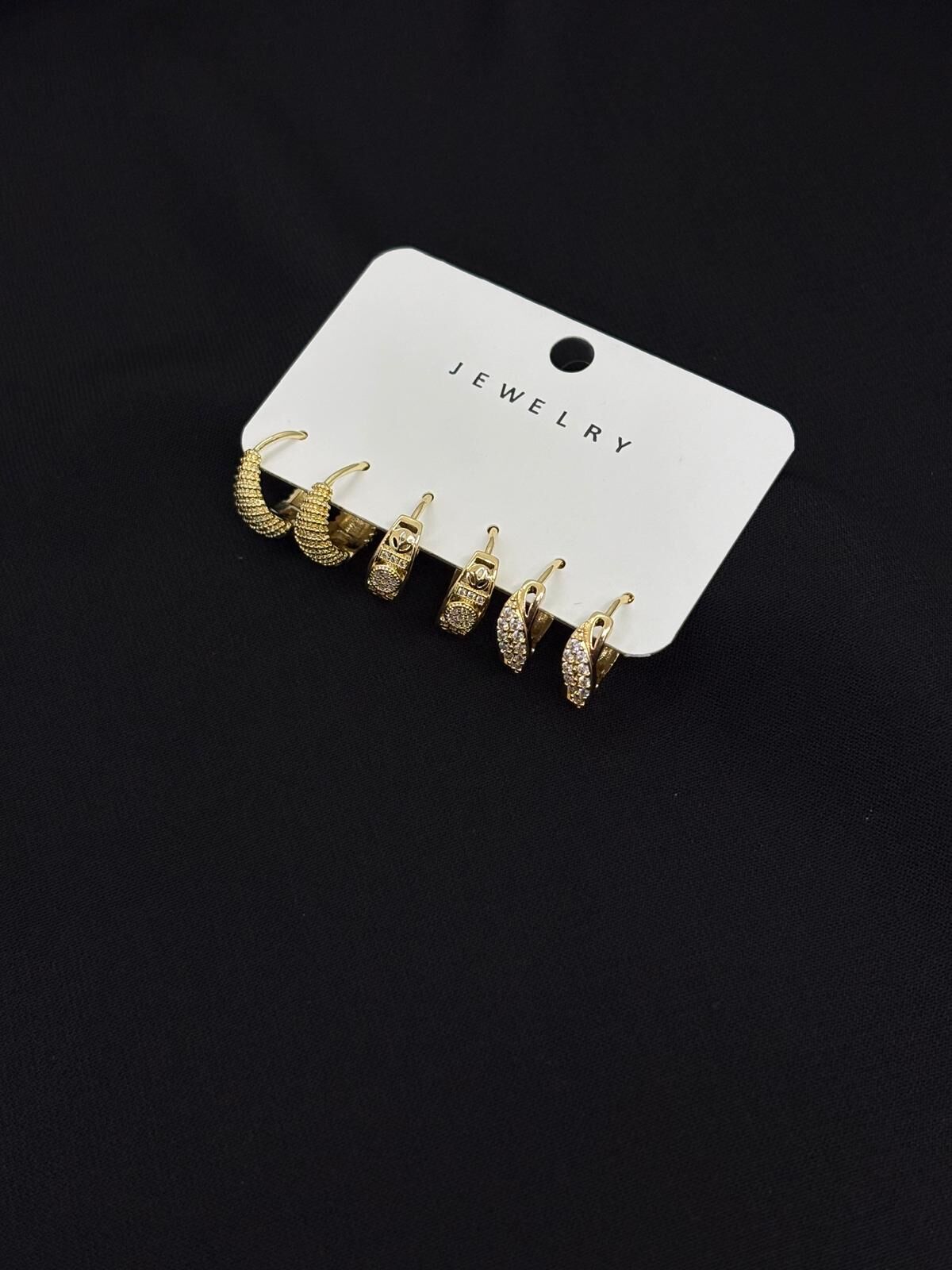 316L Çelik Jewelry Gold Renk 6lı Set Küpe