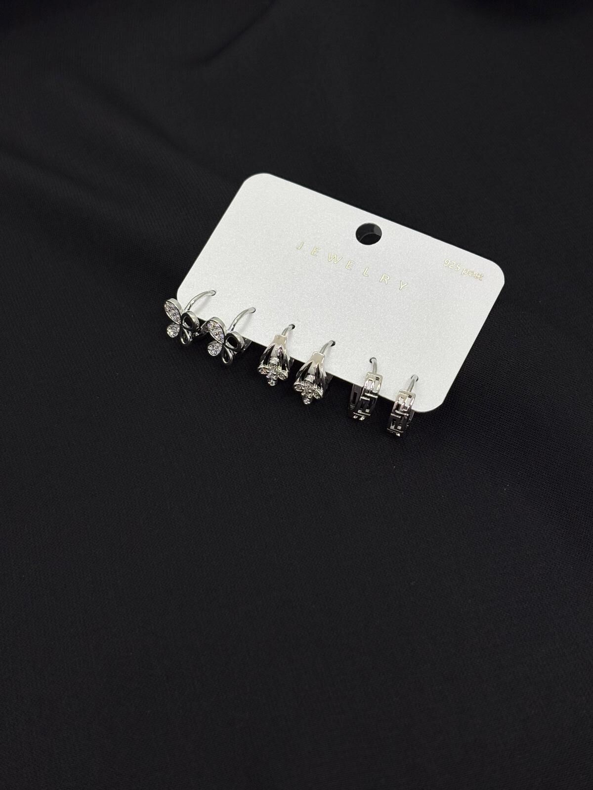 316L Çelik Jewelry Gümüş Renk 6lı Set Küpe