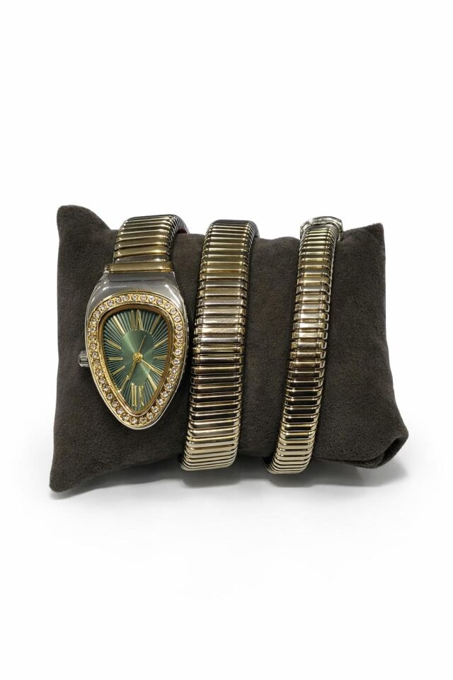 Melisa Takı & Aksesuar Çelik Gümüş - Gold Renk Yılan Saat