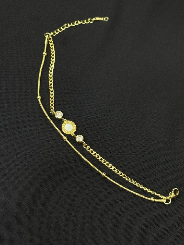 316L Çelik Gold Renk Çift Zincirli Bileklik