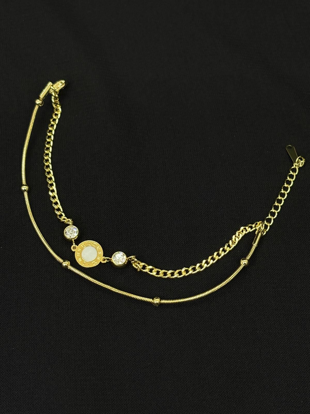 316L Çelik Gold Renk Çift Zincirli Bileklik