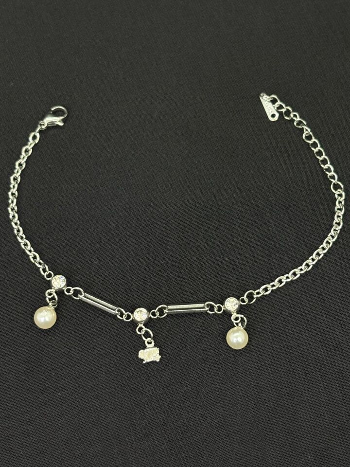 316L Çelik Gümüş Renk İncili Bileklik