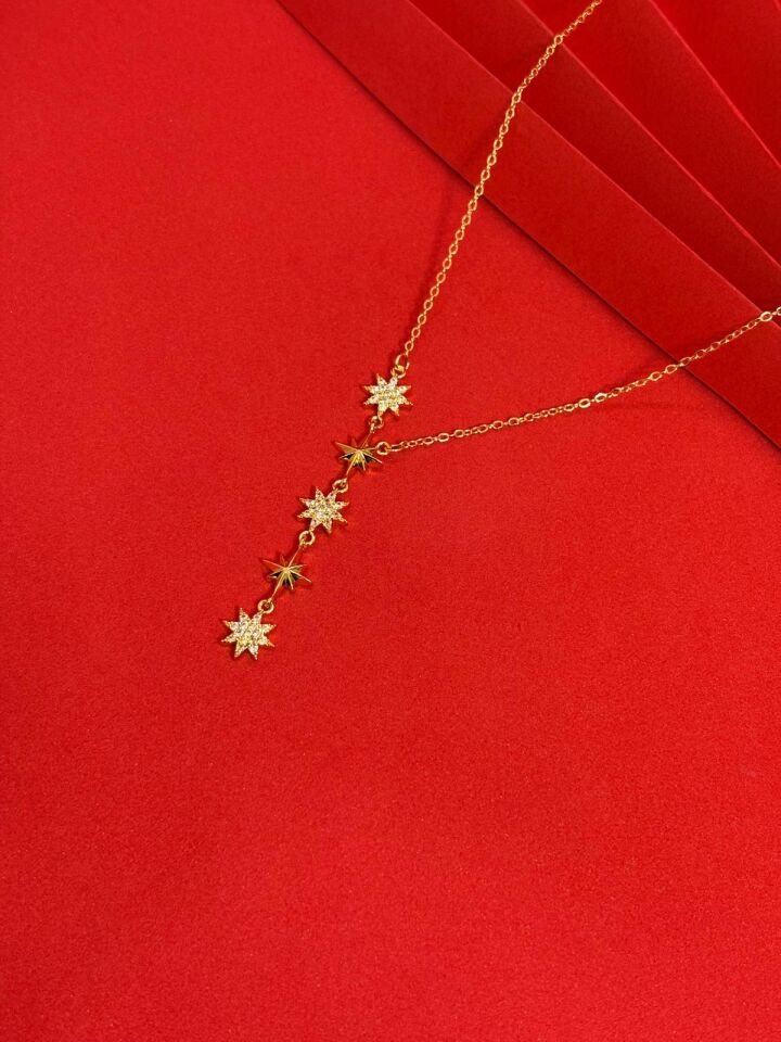 316L Çelik Gold Renk Yıldız Element Y Kolye