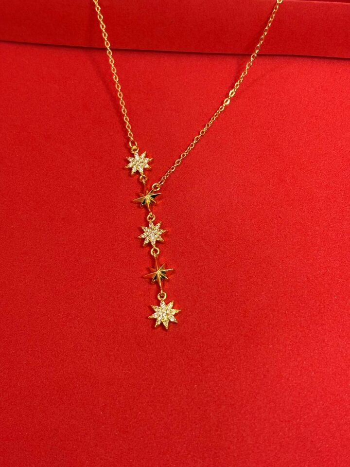 316L Çelik Gold Renk Yıldız Element Y Kolye