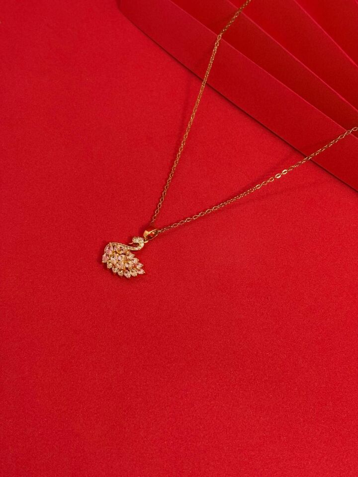 Melisa Takı & Aksesuar 316L Çelik Gold Renk Kuğu Figür Taşlı Kolye