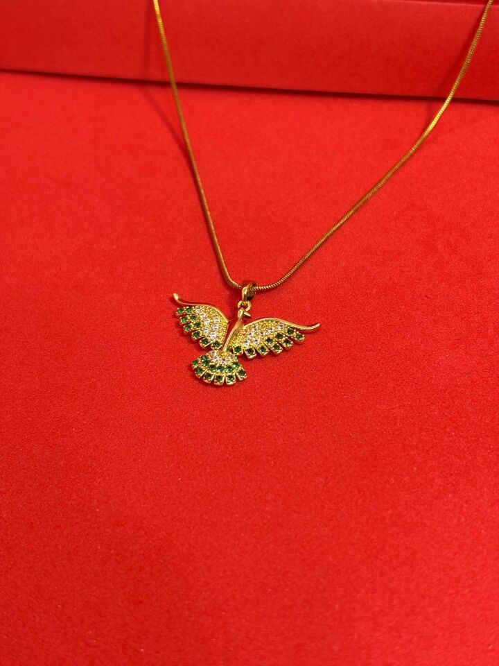 Melisa Takı & Aksesuar 316L Çelik Gold Renk Anka Kuşu Zirkon Taşlı Kolye