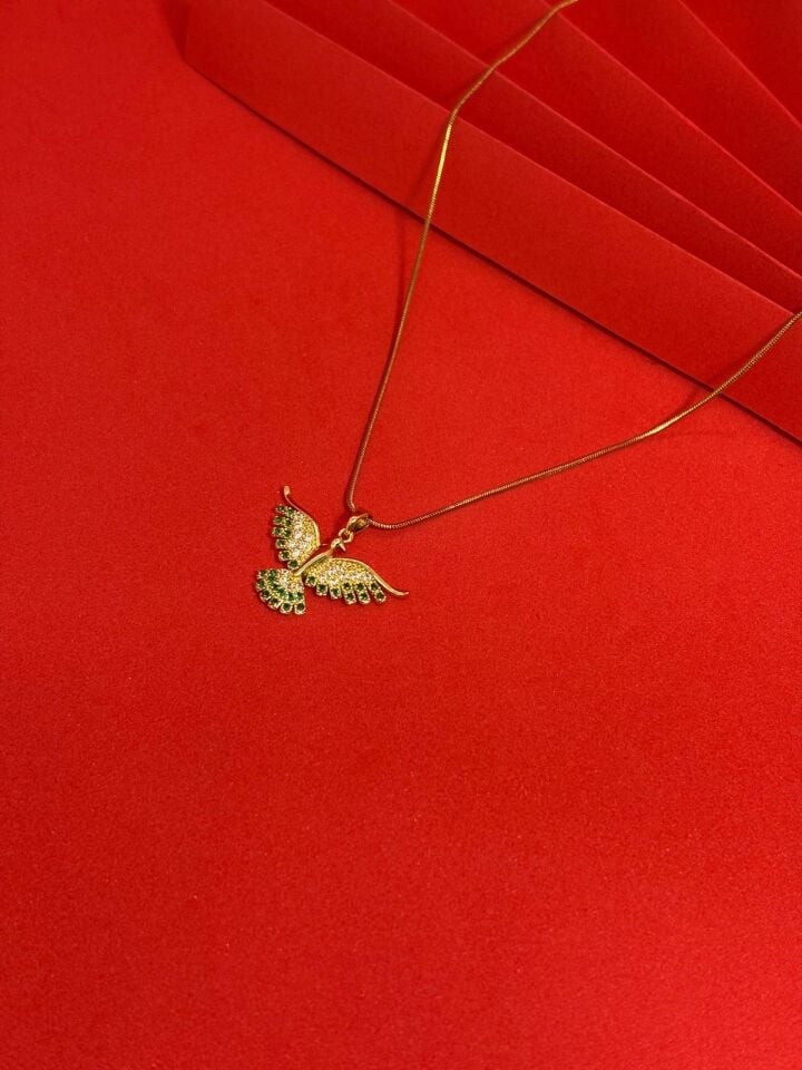 Melisa Takı & Aksesuar 316L Çelik Gold Renk Anka Kuşu Zirkon Taşlı Kolye