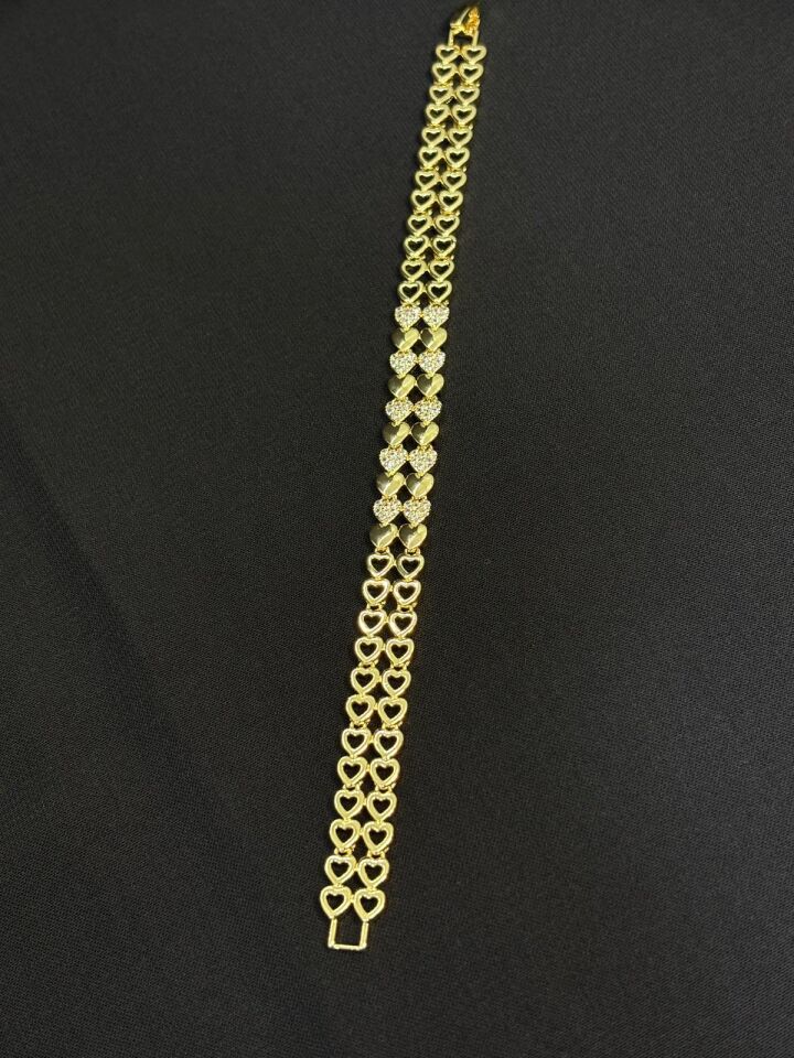 Melisa Takı & Aksesuar 14K Gold Renk Xuping Kalp Figürlü Zirkon Taşlı Bileklik