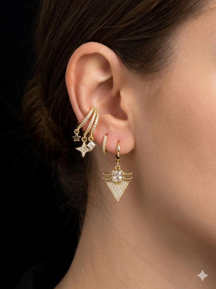 Melisa Takı & Aksesuar Ysx Jevelry Çelik Gold Renk 3lü Küpe