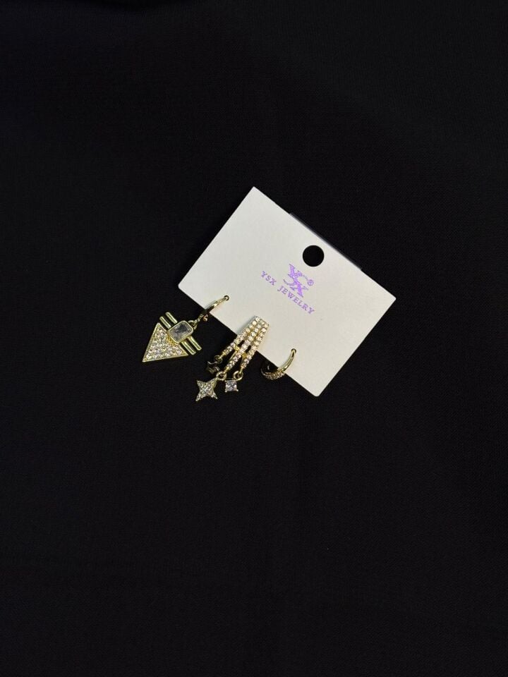 Melisa Takı & Aksesuar Ysx Jevelry Çelik Gold Renk 3lü Küpe