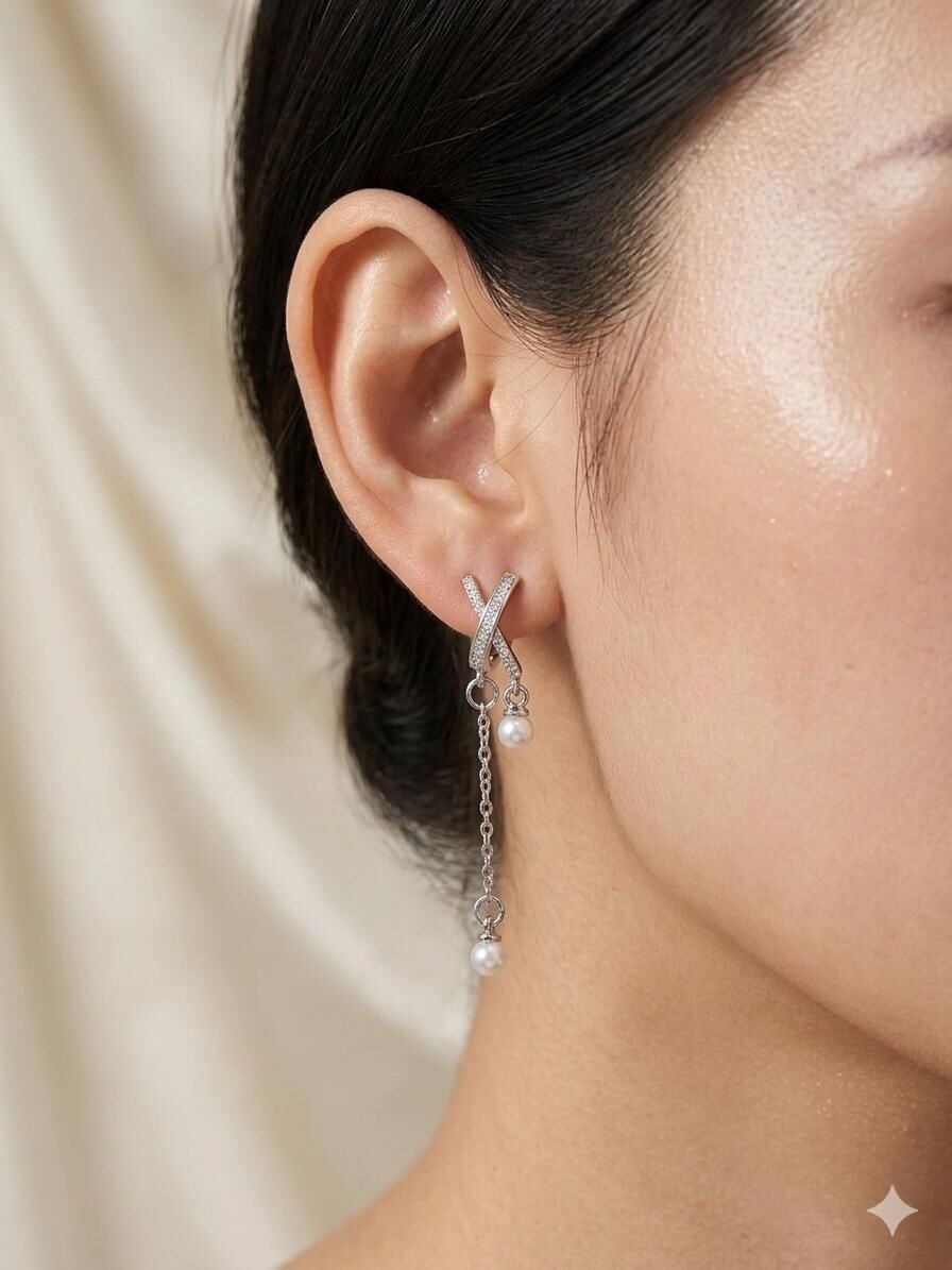 Melisa Takı & Aksesuar Jewelry Çelik Gümüş Renk Zirkon Taşlı Küpe