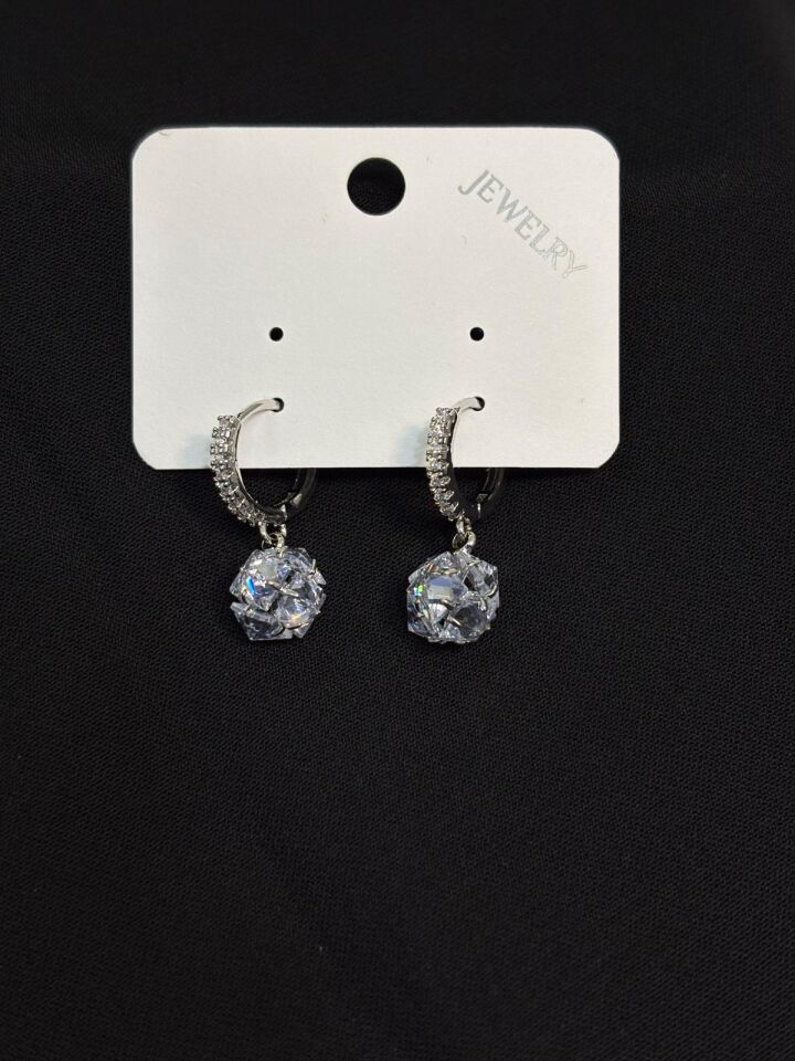 Melisa Takı & Aksesuar Jewelry Çelik Gümüş Renk Taşlı Küpe