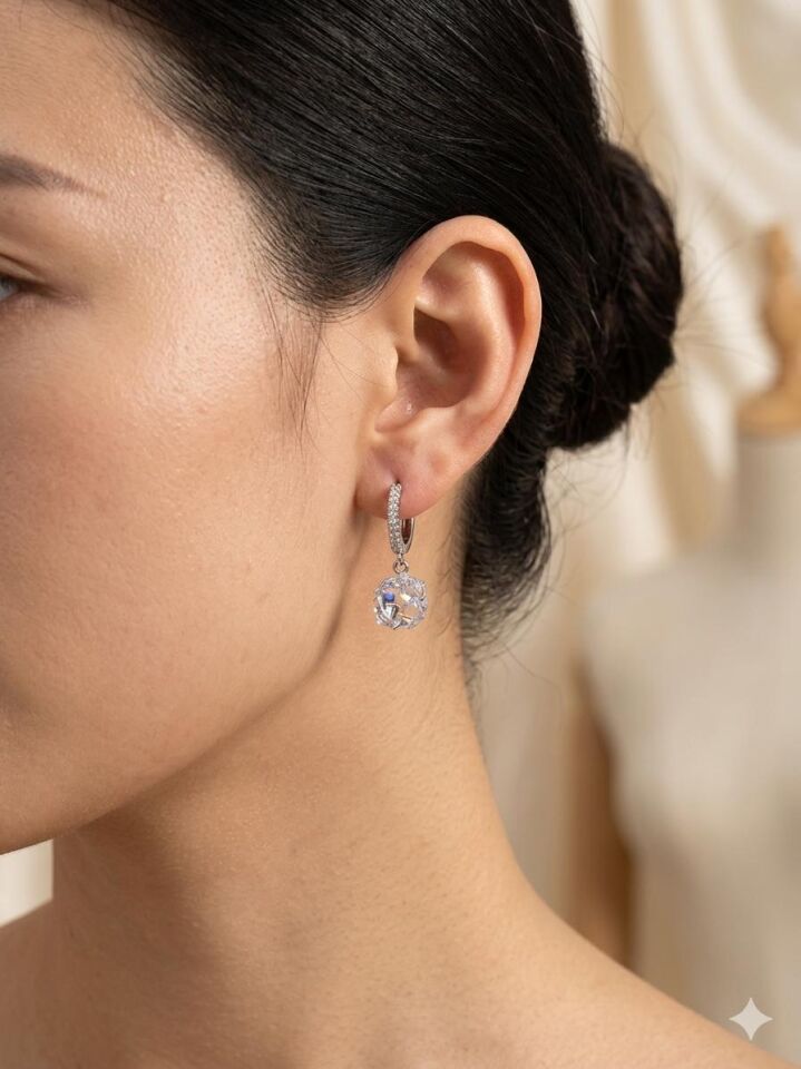 Melisa Takı & Aksesuar Jewelry Çelik Gümüş Renk Taşlı Küpe