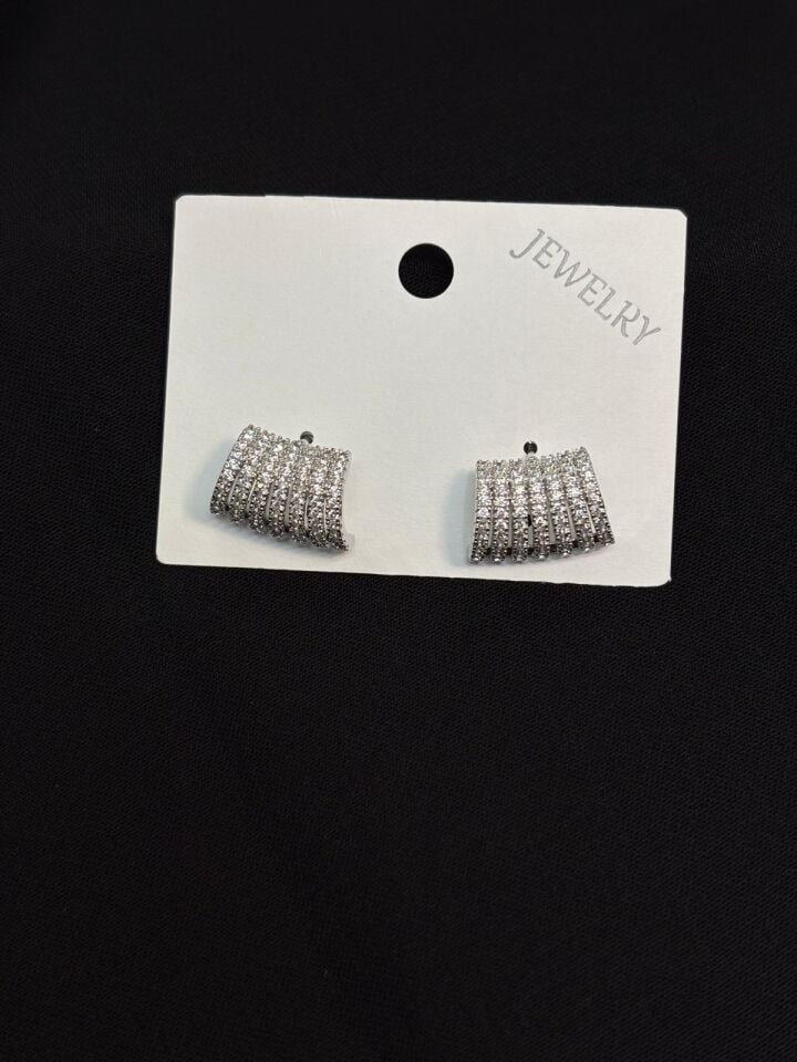 Melisa Takı & Aksesuar Jewelry Çelik Gümüş Renk Zirkon Taşlı Küpe