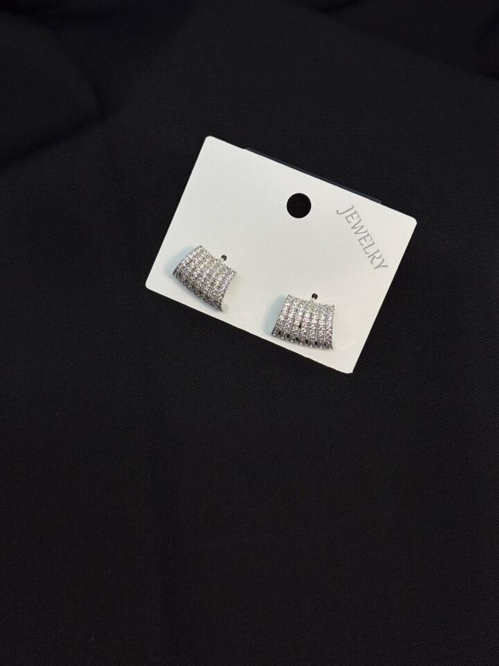 Melisa Takı & Aksesuar Jewelry Çelik Gümüş Renk Zirkon Taşlı Küpe