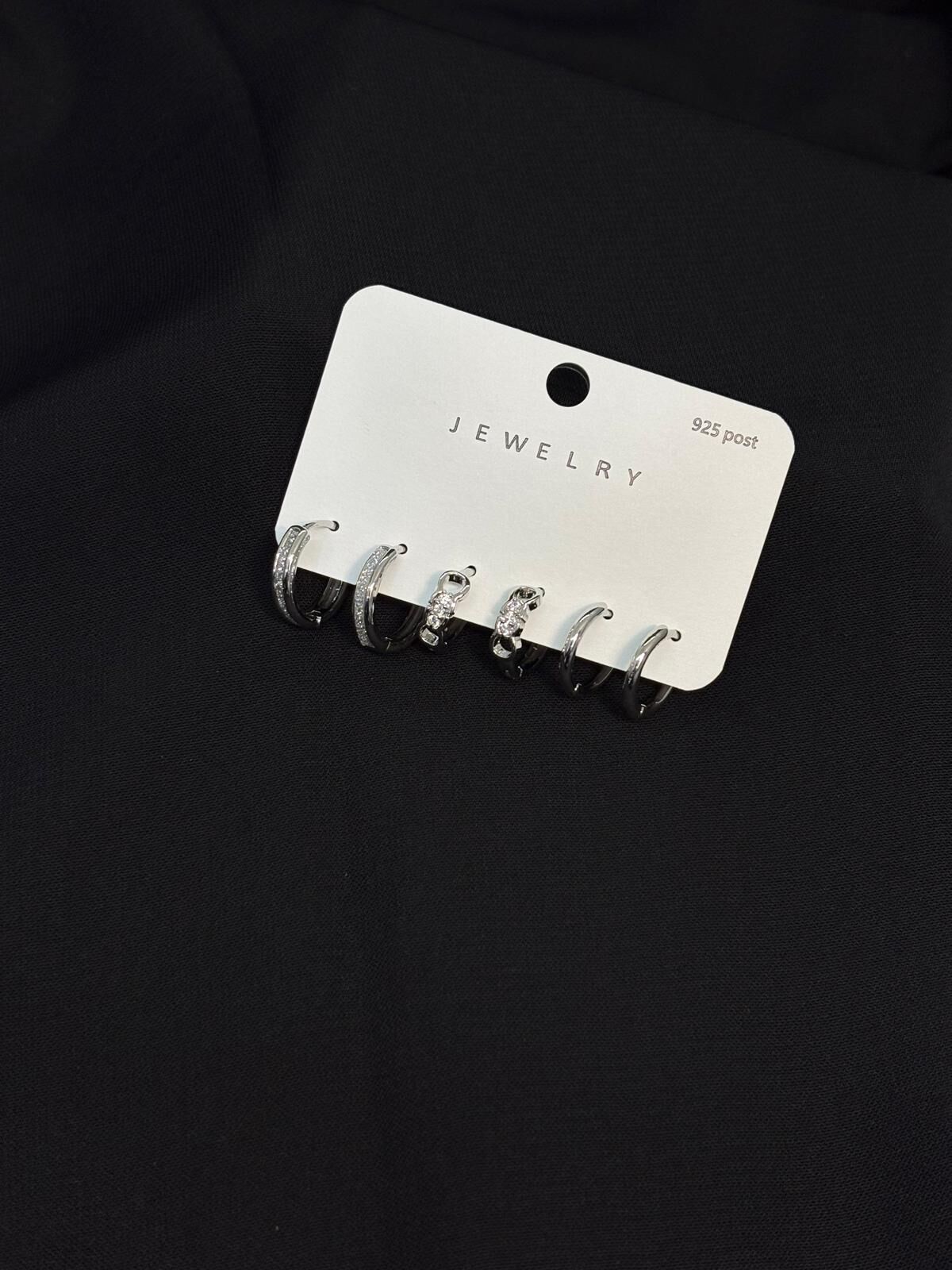 Melisa Takı & Aksesuar 316L Çelik Jewelry Gümüş Renk 6lı Set Zirkon Taşlı Küpe