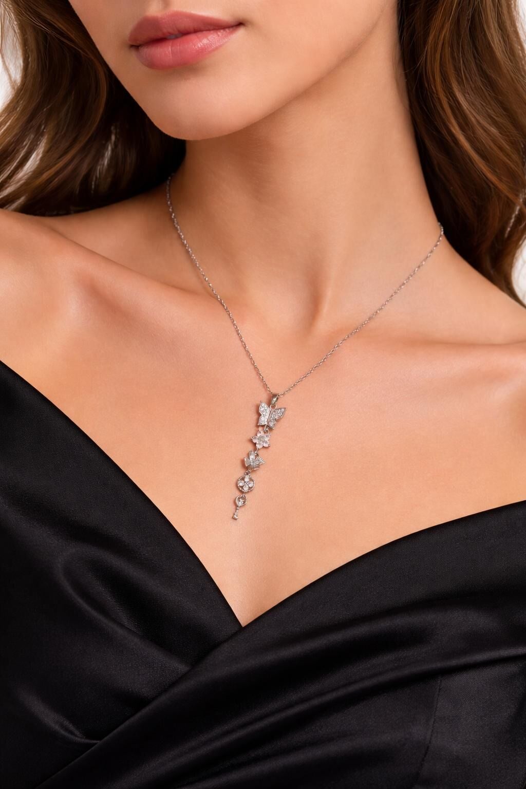 Melisa Takı & Aksesuar 316L Çelik Gümüş Renk Y Kolye