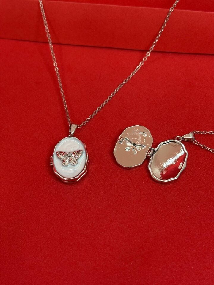 Melisa Takı & Aksesuar 316L Çelik Gümüş Renk Açılır Resimli Kolye