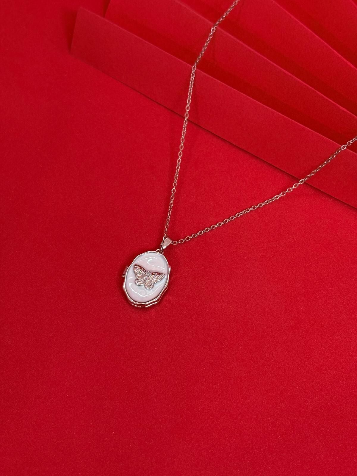 Melisa Takı & Aksesuar 316L Çelik Gümüş Renk Açılır Resimli Kolye