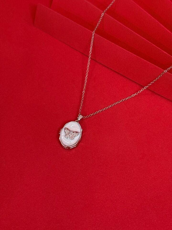 Melisa Takı & Aksesuar 316L Çelik Gümüş Renk Açılır Resimli Kolye