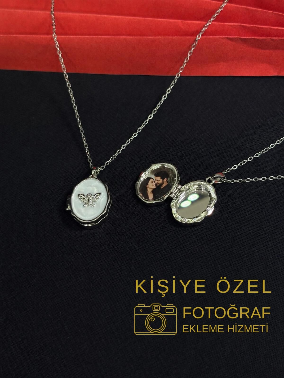 Melisa Takı & Aksesuar 316L Çelik Gümüş Renk Açılır Resimli Kolye